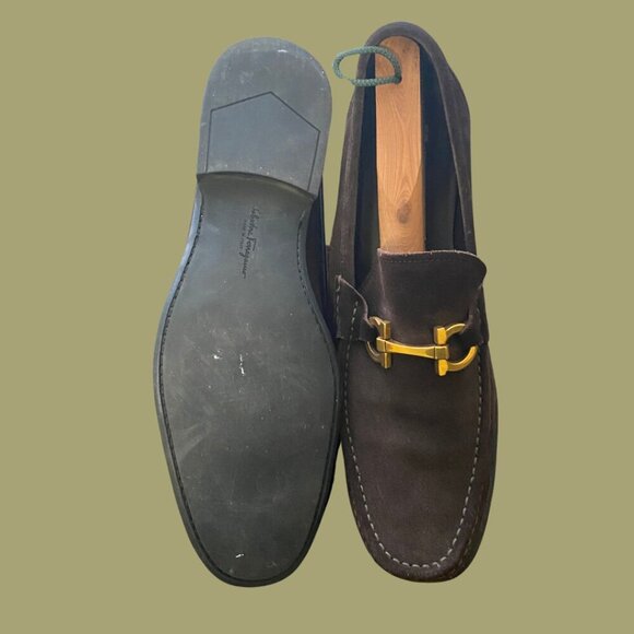 Salvatore Ferragamo Brown Suede Horsebit Loafers – Size 13.5 (Made in Italy) - Picture 5 of 6